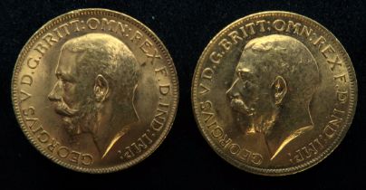 GEORGE V sovereign coins 1912 8 grams and 1913 8 grams (2) Condition Report:Available upon request