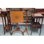 A lot comprising 19th century two tier washstand, tilt top occasional table on tripod base, two tier