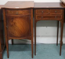 A lot comprising Victorian mahogany bow front pot cupboard with single drawer over cabinet door on