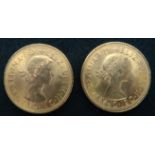 ELIZABETH II sovereign coins 1958 8 grams and 1966 8 grams (2) Condition Report:Available upon