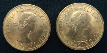 ELIZABETH II sovereign coins 1958 8 grams and 1966 8 grams (2) Condition Report:Available upon