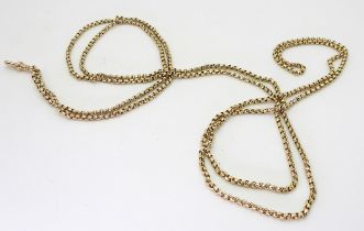 A rolled gold facet cut guard chain, with lobster claw clasp, length 140cm, weight 23.9gms Condition