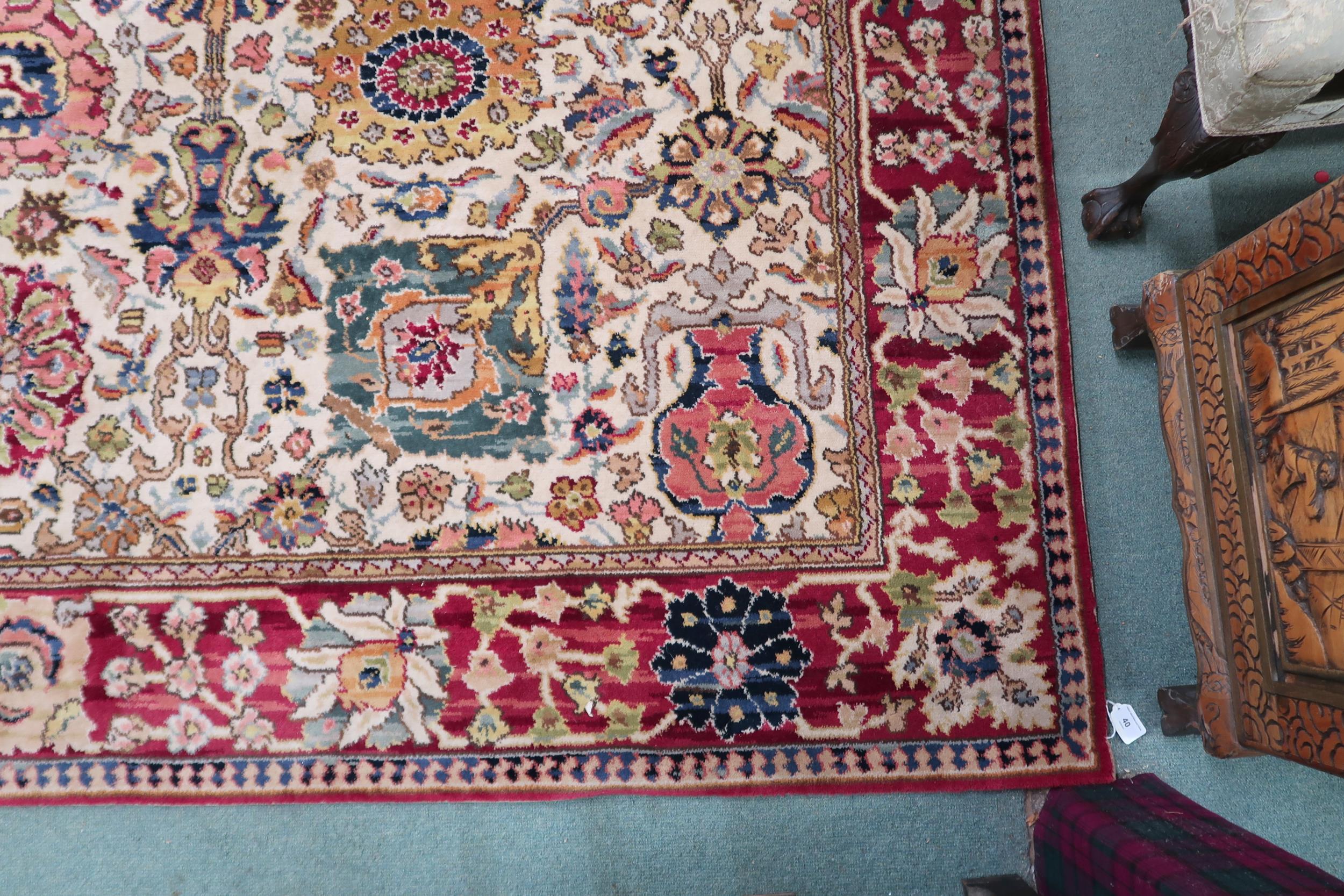 A cream ground James Templeton & Co Ltd carpet with all over floral patterned ground and red - Image 2 of 8