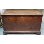 A small 19th century oak blanket chest with hinged lid concealing main compartment with internal
