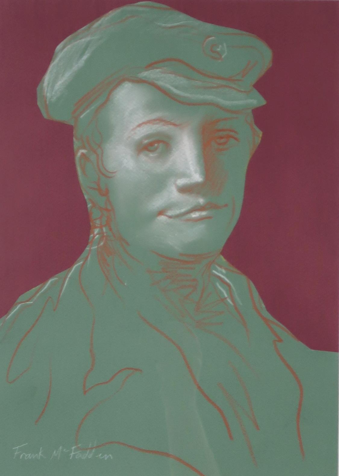 FRANK MCFADDEN (SCOTTISH b.1972) PORTRAIT OF A MAN Pastel/Collage on paper, signed lower left, 40