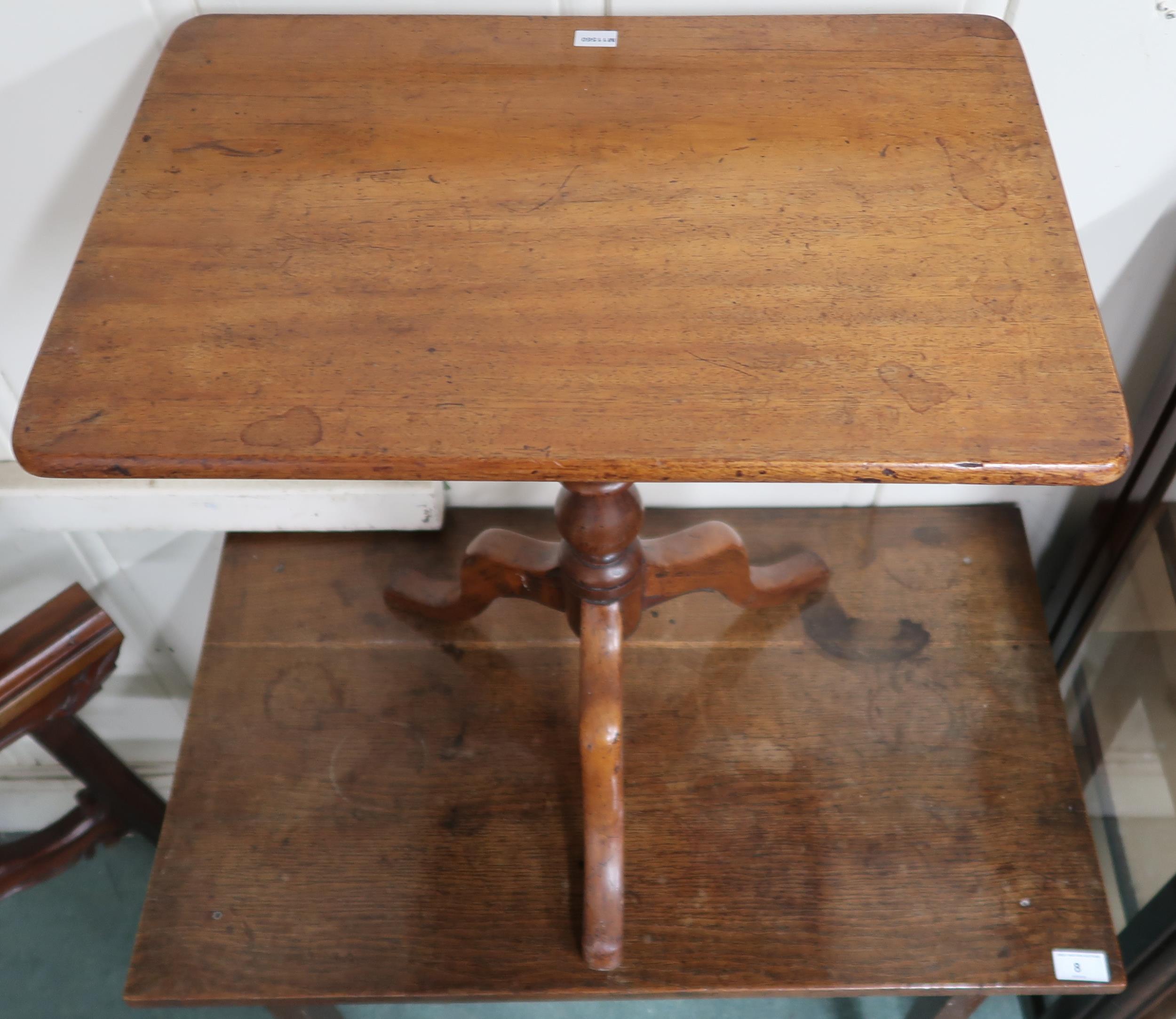 A 19th century oak low boy style table with central drawer flanked by single drawer over shaped - Image 2 of 2