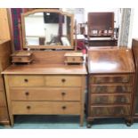 A lot comprising mirror backed dressing chest, 155cm high x 107cm wide x 48cm deep and mahogany