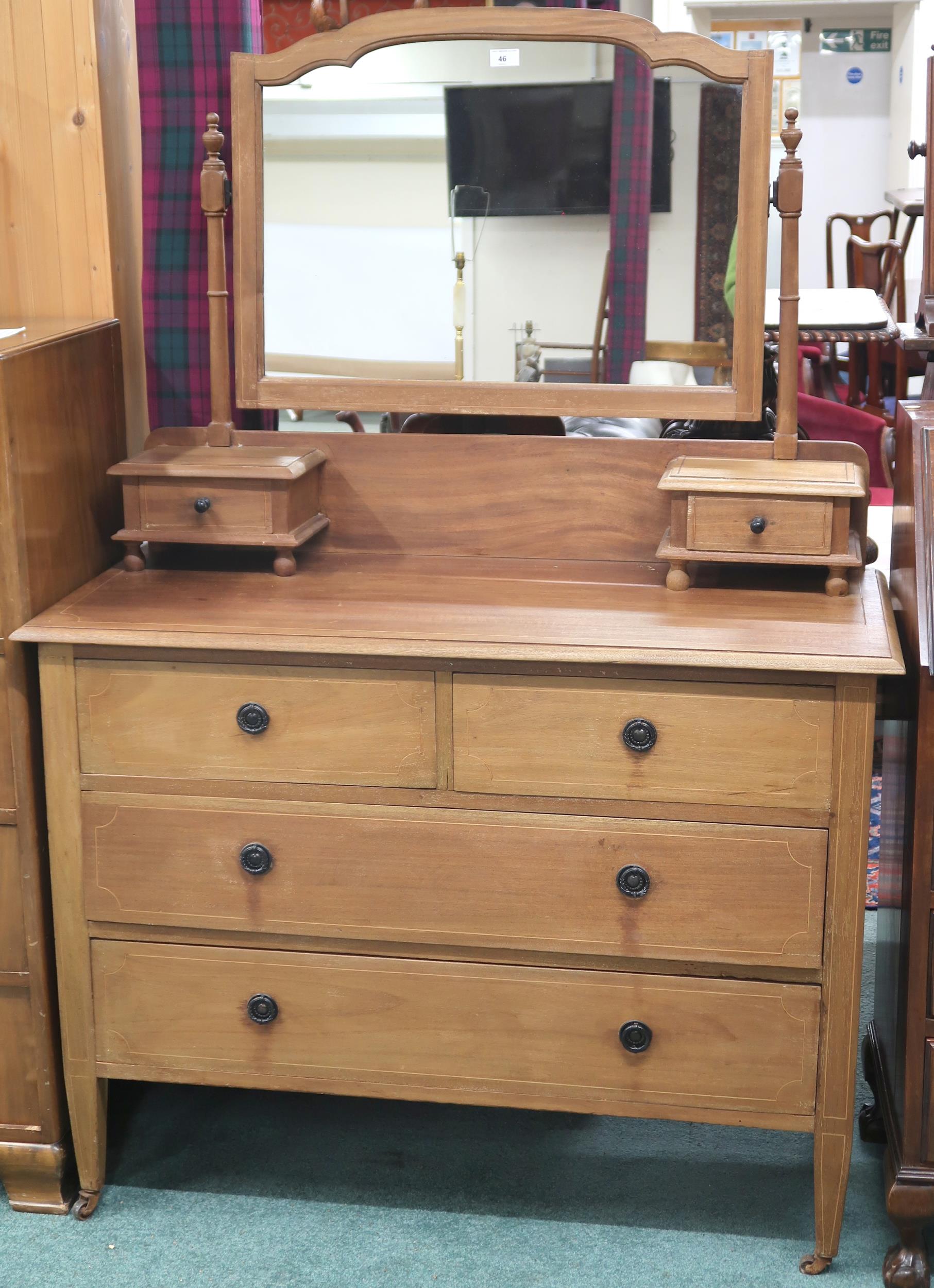 A lot comprising mirror backed dressing chest, 155cm high x 107cm wide x 48cm deep and mahogany - Image 2 of 4