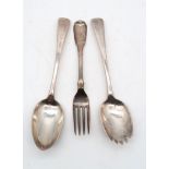 A pair of George III silver Old English pattern salad servers, by Richard Crossley, London 1813, and