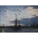 MARGARET GLASS Twilight, Pinmill, monogrammed, pastel, 40 x 55cm Condition Report:Available upon