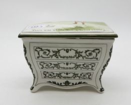 A Royal Doulton Huntley and Palmers biscuit box, modelled as a chest of drawer with nursery rhyme '