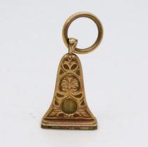 A gold plated Edwardian cheroot cutter fob 3.5cm, without top large ring Condition Report: