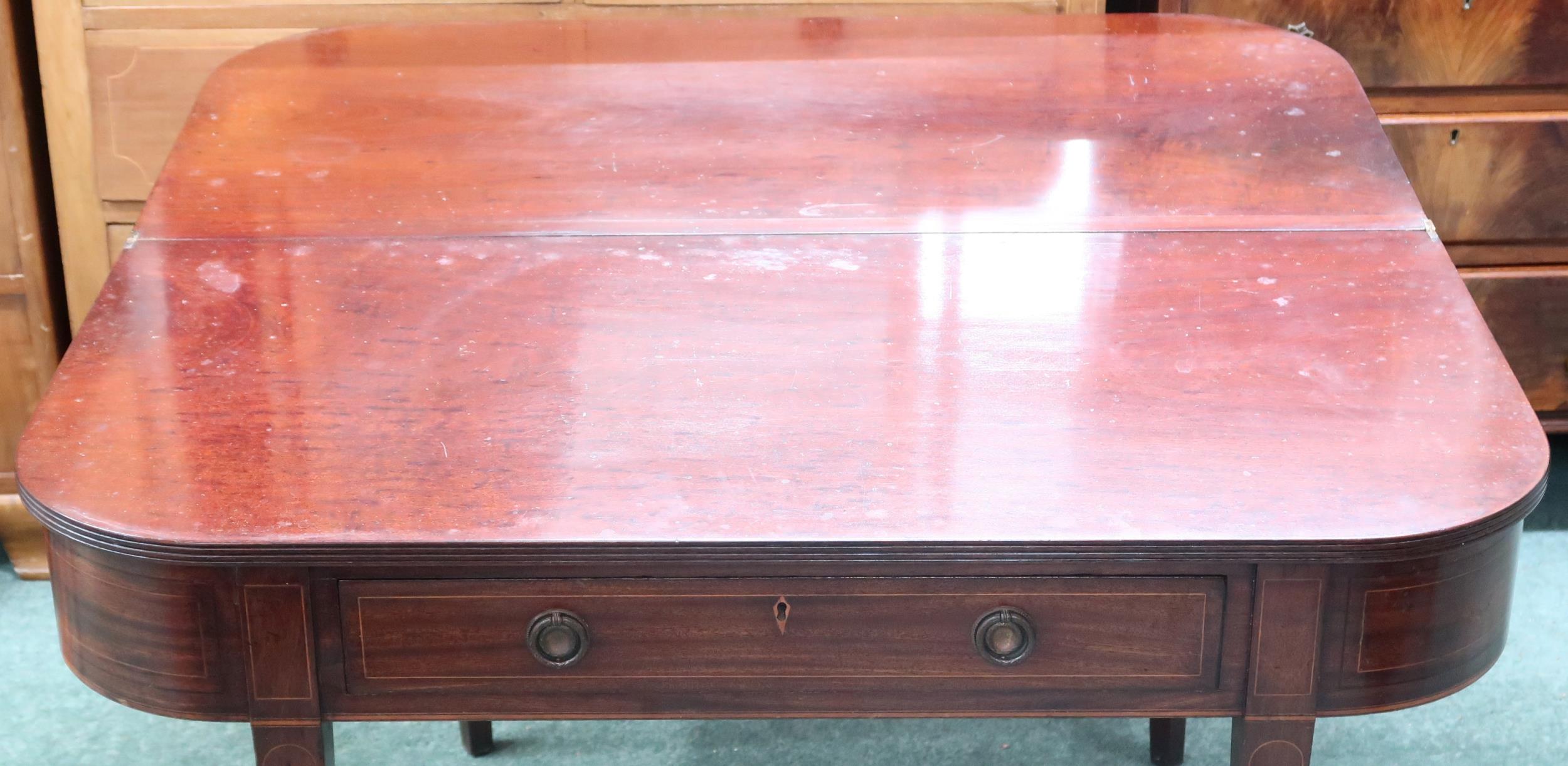 A Victorian mahogany fold over tea table with single drawer on square tapering supports, 67cm high x - Image 2 of 2