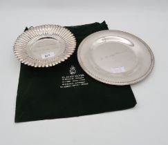 A contemporary Egyptian silver dish, Cairo marks, inscribed D. M Mac Donald, and another footed