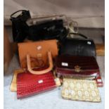 A quantity of ladies handbags including Jane Shilton snakeskin example, Radley bags etc Condition