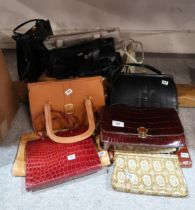 A quantity of ladies handbags including Jane Shilton snakeskin example, Radley bags etc Condition