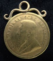 ZUID AFRIKAANSCHE REPUBLIEK  1894 1/2 POND (mounted) obverse bearded bust of President Johannes