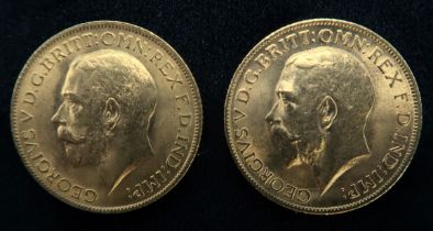 GEORGE V sovereign coins 1913 8 grams and 1914 8 grams (2) Condition Report:Available upon request