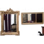 A lot comprising 20th century gilt framed bevelled glass pier mirror, 102cm high x 73cm wide, gilt