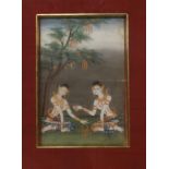 KISHANGARH SCHOOL Two figures beneath a tree, gouache, 28 x 18cm  Condition Report:Available upon