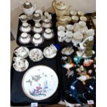 A Wedgwood coffee set, pattern number X8593, Royal Doulton Old Leeds Spray coffee cups and