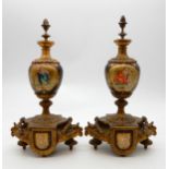 A pair of garniture urns with classical decoration Condition Report:Available upon request