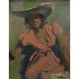 TOM GILFINNAN Portrait of a lady, oil on board, 59 x 45cm Condition Report:Available upon request