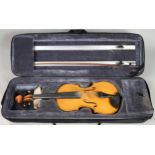 A one piece back violin 35cm. The Scottish violin made by luthier Keith Miller in Glasgow 1981,