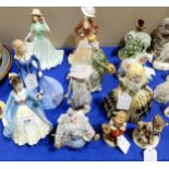 A collection of figures including Coalport, Royal Doulton, Lladro, Nao etc Condition Report: