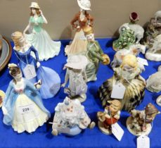 A collection of figures including Coalport, Royal Doulton, Lladro, Nao etc Condition Report: