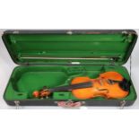 A two piece back violin 35.5cm. The Scottish violin made by luthier Keith Miller in Glasgow 1979,