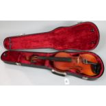 A student violin, one piece back 33.5cm, with case Condition Report:Available upon request