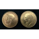 GEORGE V sovereign coins 1911 8 grams and 1912 8 grams (2) Condition Report:Available upon request