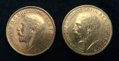 GEORGE V sovereign coins 1911 8 grams and 1912 8 grams (2) Condition Report:Available upon request