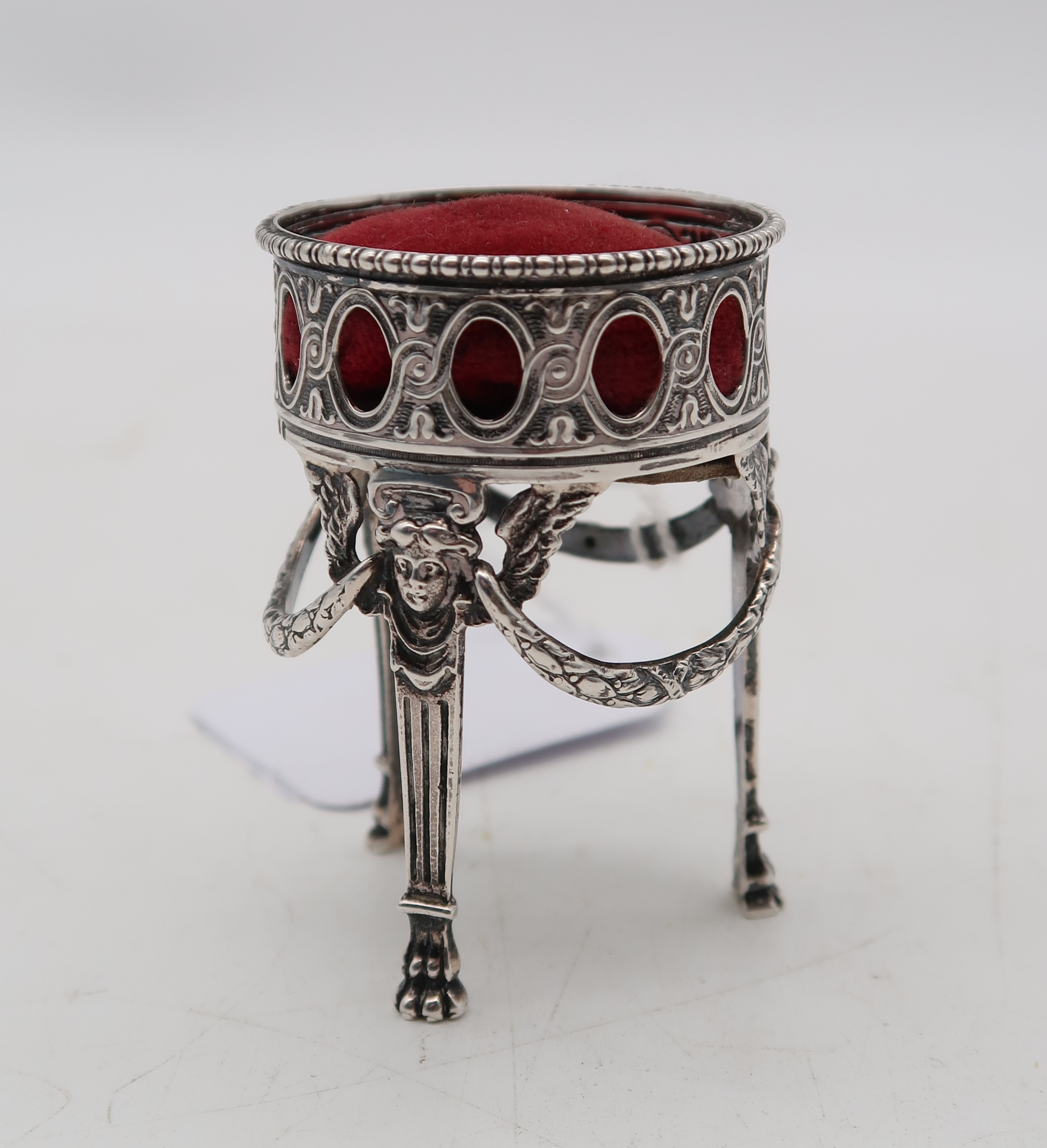 A novelty silver pin cushion, by Henry Charles Freeman, modelled as a jardiniere in the style of