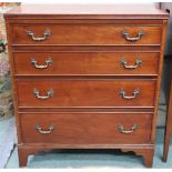 A 19th century mahogany chest of drawers with four graduating drawers with cast brass drawer pulls