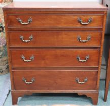 A 19th century mahogany chest of drawers with four graduating drawers with cast brass drawer pulls