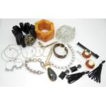 Three Sobral bracelets, one signed, an Angie Gooderham bangle, A large labradorite pendant, Prya