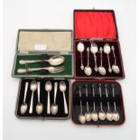 A silver christening set, by Atkins Brothers, Sheffield, a cased set of silver coffee spoons by