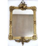 A 19TH CENTURY GILT GESSO FRAMED PIER MIRROR  single rectangular pane contained within moulded