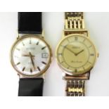 A ROAMER & WALTHAM WATCH A 9ct gold Roamer Micro quartz watch, the watch head with 1979 London