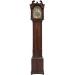 AN EARLY 20TH CENTURY MAHOGANY CASED GRANDMOTHER CLOCK  brass face bearing silvered dial with