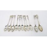 A COLLECTION OF GEORGIAN SILVER FLATWARE including four Hanoverian pattern tablespoons, by George