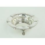 AN ART NOUVEAU SILVER FOOTED BOWL by Atkins Brothers, Sheffield 1902, of lobed form, with a slightly