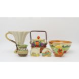 A COLLECTION OF CLARICE CLIFF including a Fantasque Bizarre Limberlost pattern bowl, 22cm