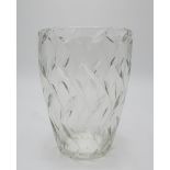 CLYNE FARQUHARSON (BRITISH 1906-1978) FOR JOHN WALSH WALSH An Art Deco leaf pattern crystal vase,