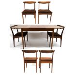 A MID 20TH CENTURY TEAK GREAVES AND THOMAS EXTENDING DINING TABLE AND SIX CHAIRS  dining table