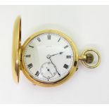 A FULL HUNTER POCKET WATCH made in 18ct gold, the plain case is not monogramed, and bears Chester