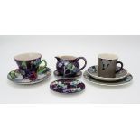 ELIZABETH MARY WATT (SCOTTISH 1886-1954) A small Honesty painted jug, two similar pin dishes/