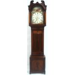 A 19TH CENTURY MAHOGANY CASED JOHN SMITH OF BATHGATE LONGCASE CLOCK  with painted face depicting